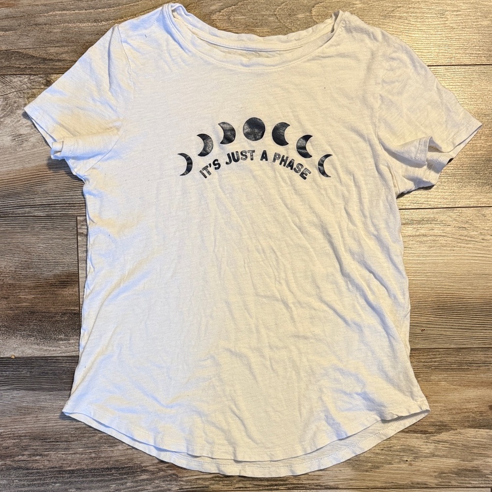 Old Navy White Tee with Moon Phases Print